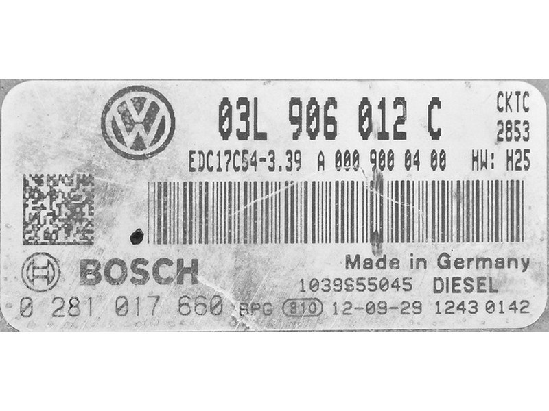 ECU Calculator motor VW Crafter 2.0TDI 03L906012C 0281017660 EDC17C54 CKTC H25 {