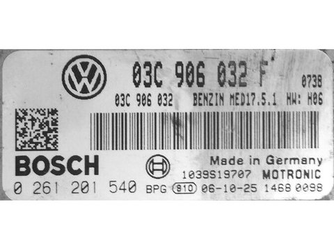 ECU Calculator motor VW Touran 1.4 03C906032F 0261201540 MED17.5.1 BMY {