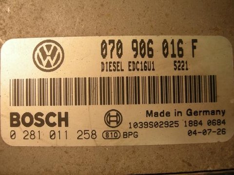 ECU MOTOR VW TOUAREG 2.5 TDI COD:070906016F AN:2003-2008