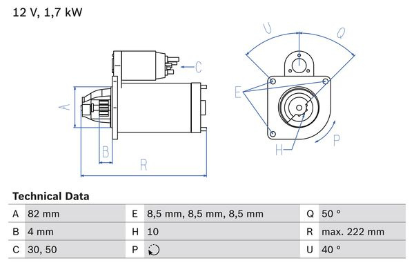 ELECTROMOTOR ~ 0 986 022 061 ~ BOSCH ~ OPEL ASTRA H GTC (A04) 1.9 CDTi 16V (L08) 1.9 CDTi (L08) 120cp 150cp 2005 2006 2007 2008 2009 2010