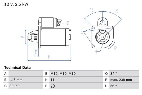 ELECTROMOTOR ~ 0 986 023 850 ~ BOSCH ~ OPEL GRANDLAND / GRANDLAND X (A18, P1UO) 2.0 D (75) 177cp 2017