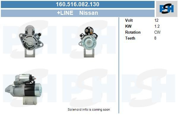 Electromotor 160 516 082 130 BV PSH pentru Nissan Sentra Nissan Sunny Nissan Primera Nissan Almera Nissan Pulsar