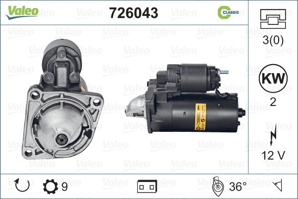 Electromotor 726043 VALEO pentru Alfa romeo 146 Fiat Brava Fiat Bravo Fiat Marea Alfa romeo 156 Alfa romeo 166 Fiat Multipla Alfa romeo 145 Fiat Punto Fiat Stilo Fiat Doblo Fiat Strada Opel Signum Opel Vectra Alfa romeo 159 Alfa romeo 147 Fiat Palio 