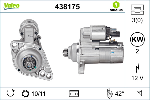 Electromotor # Audi A3 1.9 [8p1] tdi motorina 105cp/77kw BKC; BLS; BXE 2003 2004 2005 2006 2007 2008 2009 2010 # 438175 # VALEO