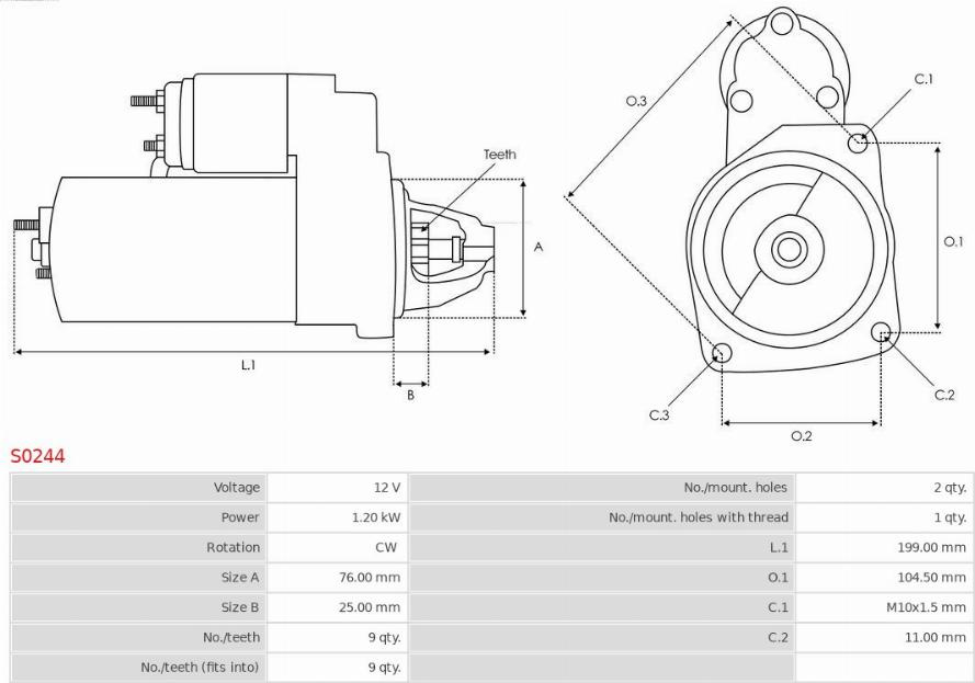 Electromotor BMW 1 (3 door) I (E81) Hatchback, 09.2006 - 09.2012 AS-PL S0244