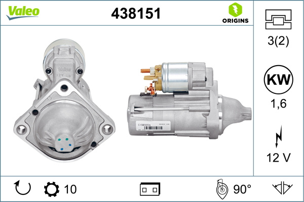 ELECTROMOTOR ~ BMW 1 (E87) 120 d 118 d 122cp 136cp 143cp 150cp 163cp 177cp 2004 2005 2006 2007 2008 2009 2010 2011 ~ VAL438151 ~ VALEO