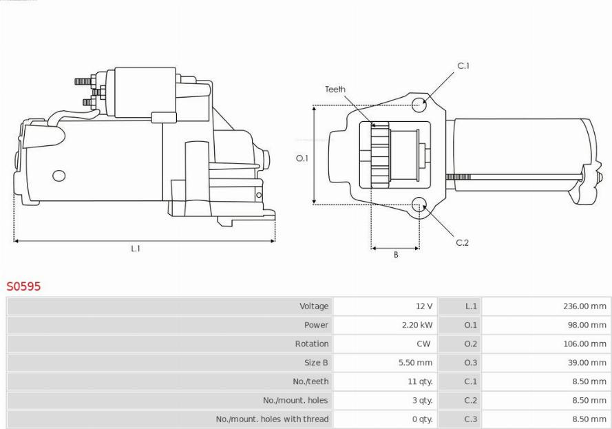 Electromotor BMW 3 - VI (F30, F80) Sedan, 03.2011 - 10.2018 AS-PL S0595