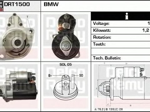 Electromotor BMW 6 E63 DELCOREMY DRT1500