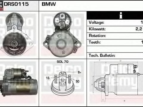 Electromotor BMW 7 E65 E66 E67 DELCOREMY DRS0115