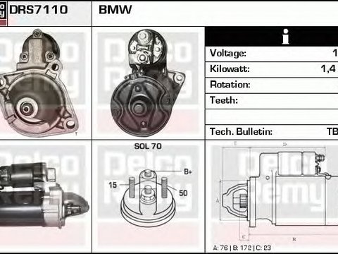 Electromotor BMW 7 E65 E66 E67 DELCOREMY DRS7110