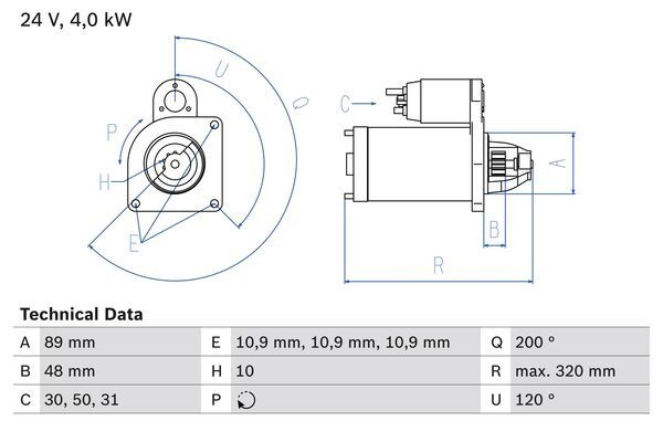 Electromotor # Bmw Seria 5 3.0 5 limuzina [e60] 530 xi benzina 258cp/190kw N52 B30 A 2004 2005 2006 2007 # 0 986 020 170 # BOSCH