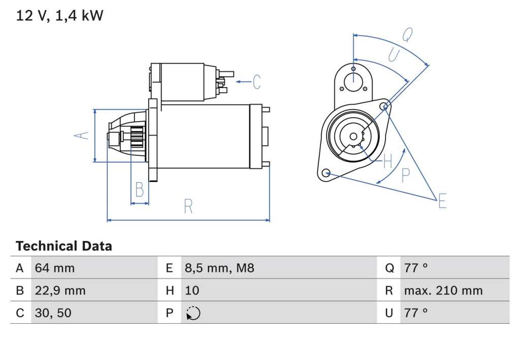 Electromotor BOSCH OPEL CORSA D (S07) 2006-2014 - 0 986 025 080