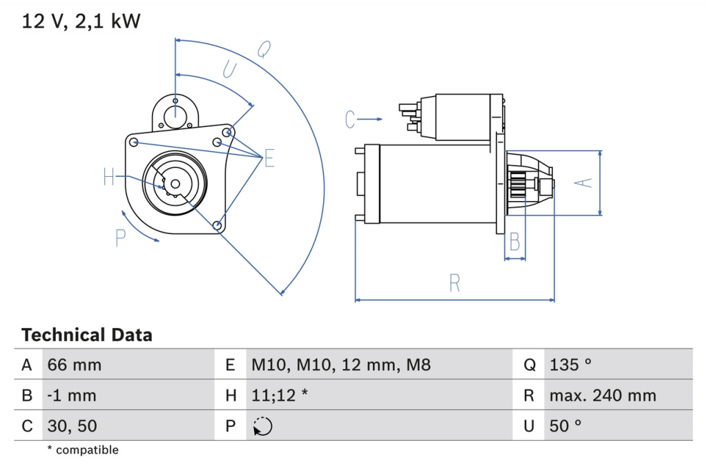 Electromotor BOSCH RENAULT TRAFIC II platou / sasiu (EL) 2001-2006 - 0 986 020 131