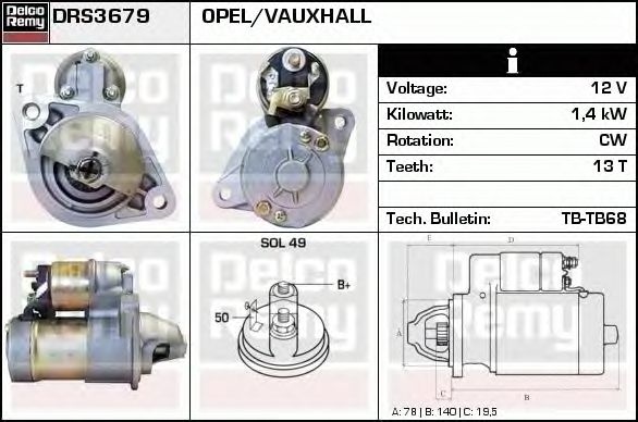 Electromotor CHEVROLET TRAX DELCOREMY DRS3679