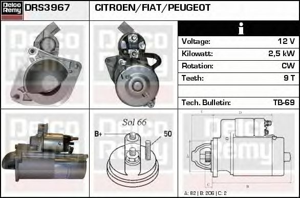 Electromotor CITROEN JUMPER bus 244 Z DELCOREMY DRS3967N
