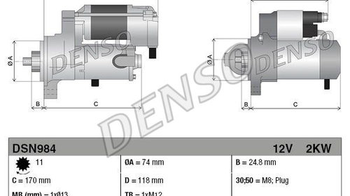 Electromotor DSN984 DENSO pentru Toyota 
