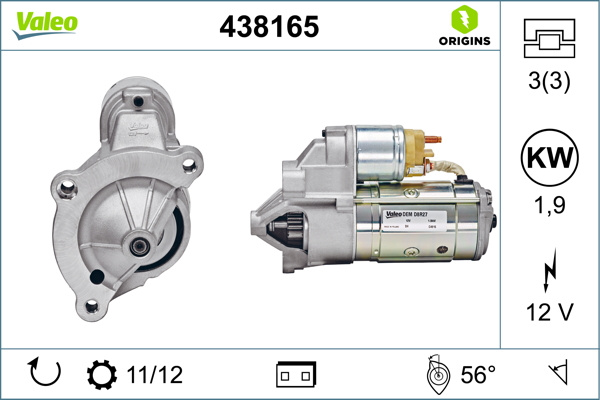 ELECTROMOTOR ~ FIAT SCUDO Bus (270_, 272_) 2.0 D Multijet 128cp 163cp 2010 2011 2012 2013 2014 2015 2016 ~ VAL438165 ~ VALEO