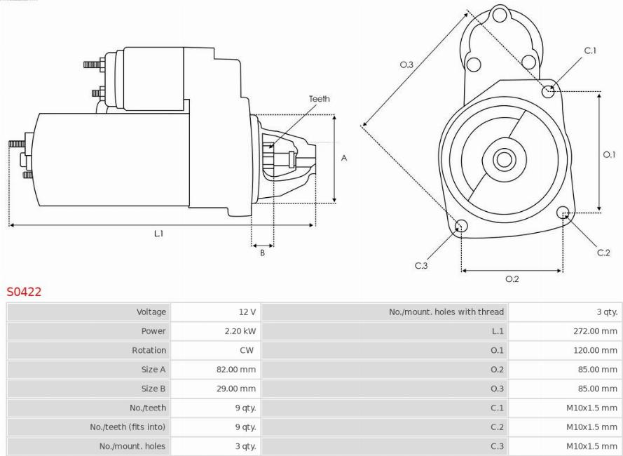 Electromotor FIAT TALENTO (290_) 03.1989 - 03.1994 AS-PL S0422