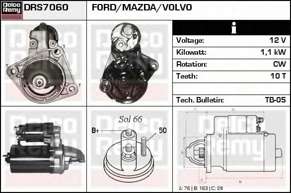 Electromotor FORD PUMA EC DELCOREMY DRS7060