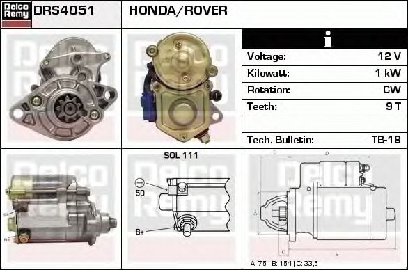 Electromotor HONDA CIVIC VI cupe EJ EM1 DELCOREMY 