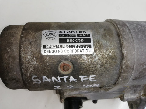 ELECTROMOTOR HYUNDAI SANTA FE 2.2 ,TUCSON 2.0 COD 3610027010 36100 27010 DENSO 03101 3190