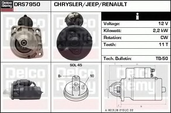 Electromotor JEEP CHEROKEE XJ DELCOREMY DRS7950