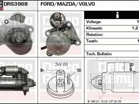 Electromotor MAZDA 5 CW DELCOREMY DRS3968