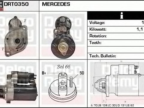 Electromotor MERCEDES-BENZ E-CLASS Cabriolet A207 DELCOREMY DRT0350