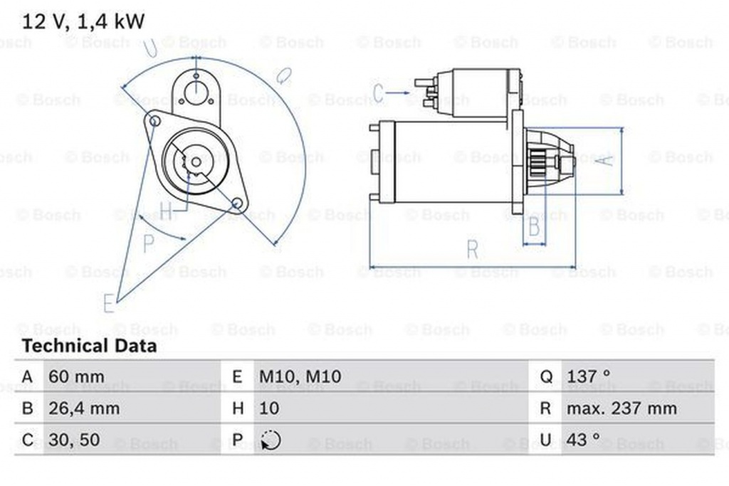 Electromotor MERCEDES-BENZ SL R230 BOSCH 0986021280