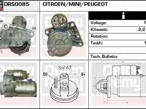 Electromotor MINI MINI CLUBMAN R55 DELCOREMY DRS0085