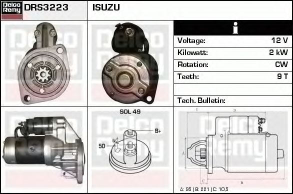 Electromotor OPEL FRONTERA A 5 MWL4 DELCOREMY DRS3223