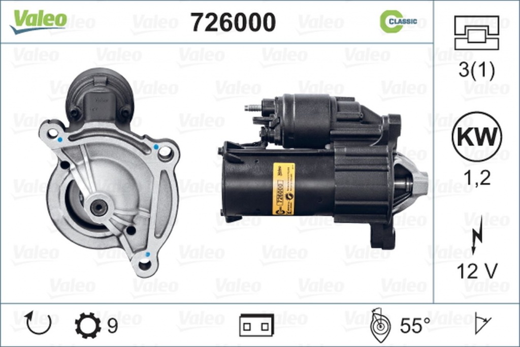 Electromotor PEUGEOT 307 3A C VALEO 726000