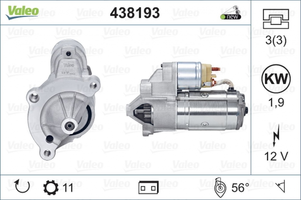 Electromotor PEUGEOT 307 CC 3B VALEO 438193