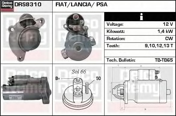 Electromotor PEUGEOT 407 SW 6E DELCOREMY DRS8310