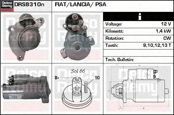 Electromotor PEUGEOT 407 SW 6E DELCOREMY DRS8310N