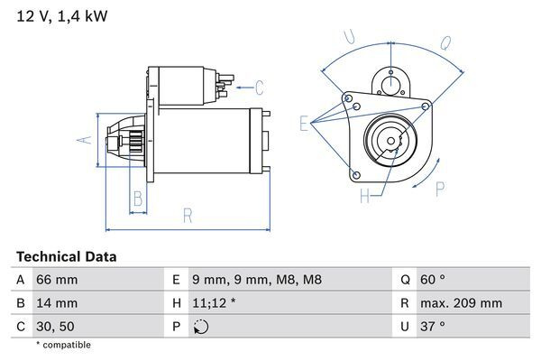Electromotor # Peugeot Expert 1.6 platou / sasiu hdi 90 motorina 90cp/66kw 9HU (DV6UTED4) 2007 2008 2009 2010 2011 2012 2013 2014 2015 2016 2017 2018 2019 2020 2021 2022 2023 2024 2025 # 0 986 021 651 # BOSCH