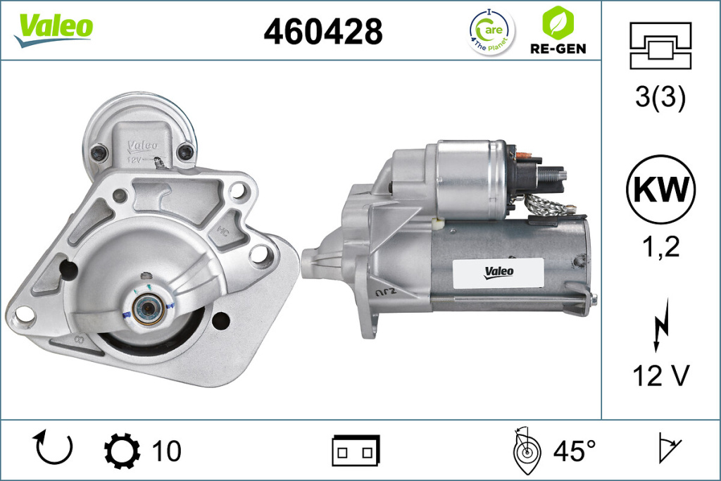 ELECTROMOTOR ~ RENAULT KANGOO (KC0/1_) 1.5 dCi (KC08, KC09) 1.5 dCi (KC07) 1.5 dCi 57cp 65cp 68cp 82cp 84cp 2001 ~ VAL460428 ~ VALEO