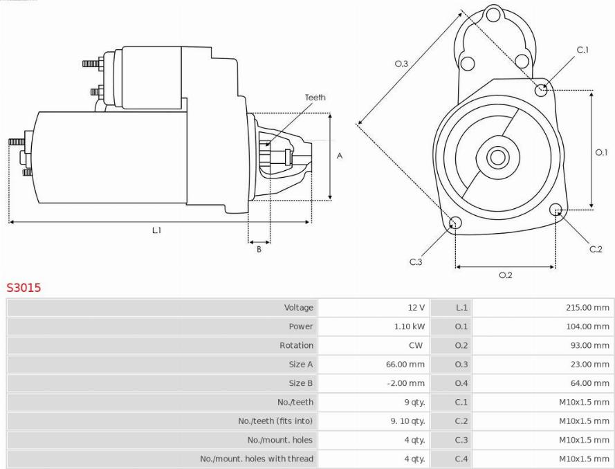 Electromotor RENAULT MEGANE I Classic (LA0/1_) Sedan, 09.1996 - 08.2008 AS-PL S3015
