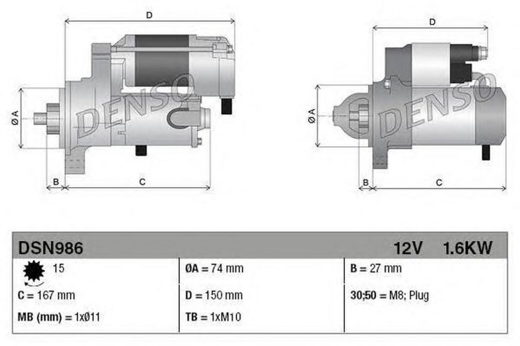 Electromotor TOYOTA AURIS NRE15 ZZE15 ADE15 ZRE15 