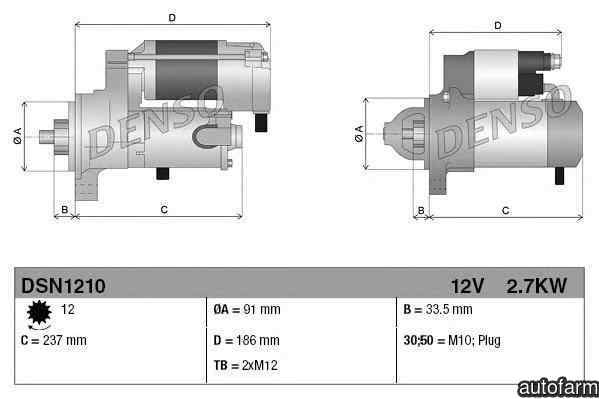 Electromotor TOYOTA LAND CRUISER (VDJ20_, UZJ20_) DENSO DSN1210