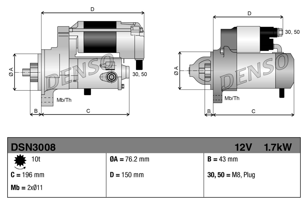 ELECTROMOTOR ~ VW NEW BEETLE Convertible (1Y7) 1.8 T 150cp 2003 2004 2005 2006 2007 2008 2009 2010 ~ DSN3008 ~ DENSO