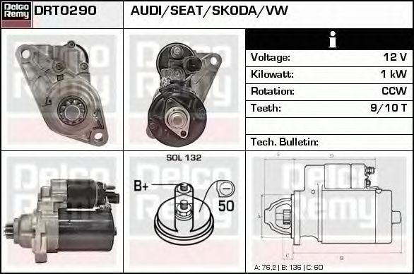 Electromotor VW POLO 6R 6C DELCOREMY DRT0290