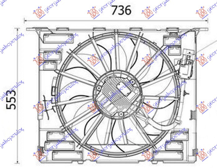 ELECTROVENTILATOR ASSY 2.0 HYBRID-3.0 BENZINA (484mm) (600W) (4 pin), BMW, BMW SERIES 5 (G30/G31) 16-20, 160206455