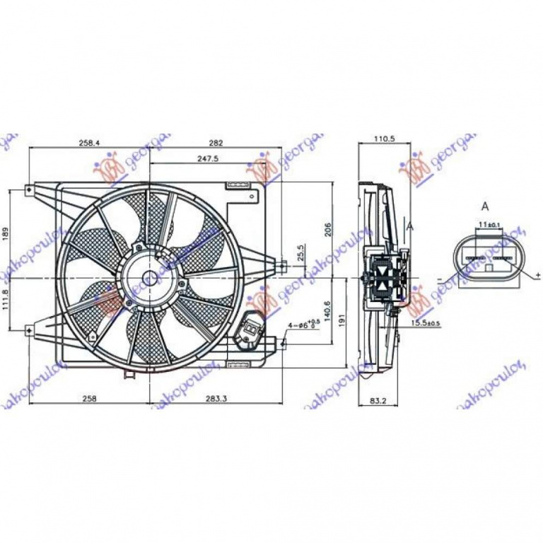 ELECTROVENTILATOR (BENZINA-DIESEL) T BOSCH TYPE pentru DACIA LOGAN-MCV 2008 , 8200765566