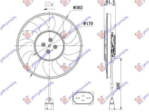 ELECTROVENTILATOR (MOTOR+CARCASA) 4.0 - 3.0-4.0 HYBRID BNZ. - 3.0-4.0 TDI HYBRID DIESEL (370mm) (400W) (4 pins) Stanga., AUDI, AUDI Q8 18-22, 137006450