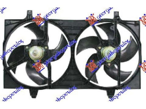 ELECTROVENTILATOR RADIATOR NISSAN ALMERA 2000->2006 Electroventilator radiator complet dublu cu aer conditionat benzina, PIESA NOUA ANI 2000 2001 2002 2003 2004 2005 2006