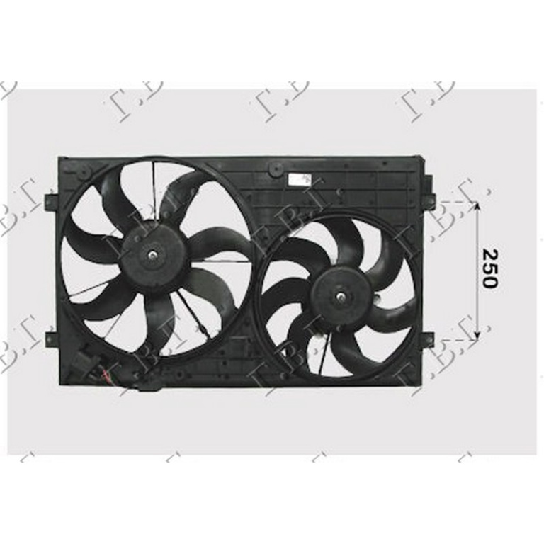 ELECTROVENTILATOR RADIATOR VW EOS 2006->2011 Electroventilator dublu benzina/diesel RAD 40,5cm , 2006->2011 PIESA NOUA ANI 2006 2007 2008 2009 2010 2011