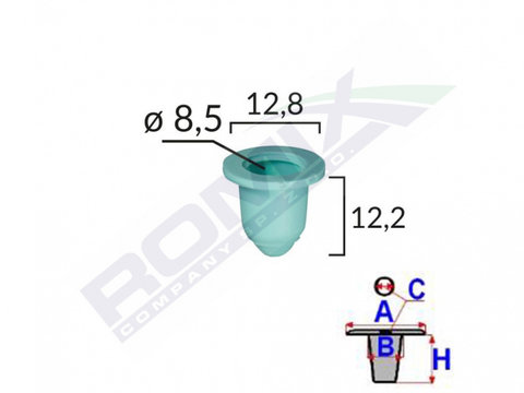 Element fixare pentru audi/bmw/seat/vw 12.8x12.2 - albastru set 10 buc 61829