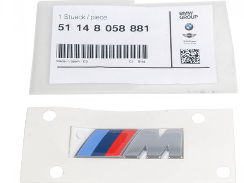 Emblema Aripa Laterala Fata Oe Bmw Seria 3 F30 2011-2018 M 45x15mm 51148058881