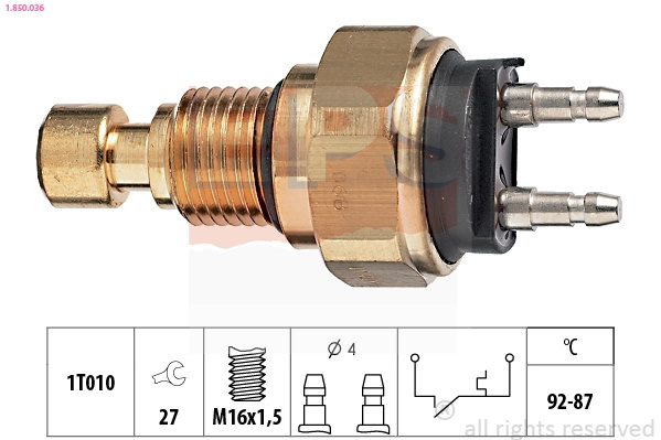 EPS Comutator temperatura, ventilator radiator 1.850.036 la masina ROVER 200 I limuzina (XH) 1985 1986 1987 1988 1989